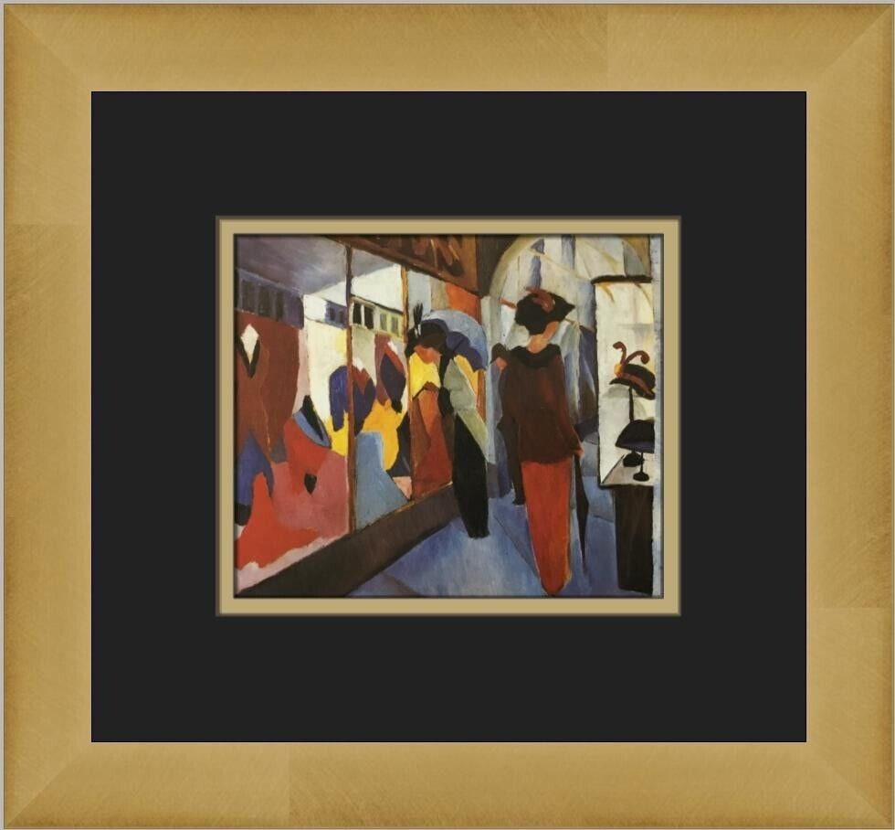 August Macke Fashion Shop Custom Framed Print: August Macke Fashion Shop Custom Framed Print Unit Of Sale: Single-Piece Work Artist: August Macke Size: Medium Item Length: 12 in Region Of Origin: united states Framing: Matted & Framed Personalize: