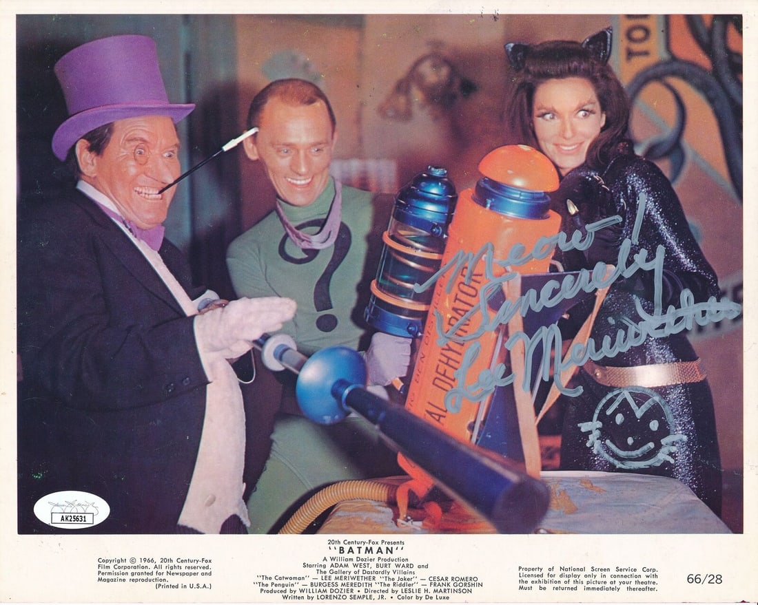 Lee Meriwether Autographed 8x10 Photo Batman - Cat Woman" JSA 179868": Lee Meriwether Autographed 8x10 Photo Batman - Cat Woman" JSA 179868 Industry: Movies Original/Reproduction: Original Autograph Authentication: JSA Pre-Owned While the lot images are representative of
