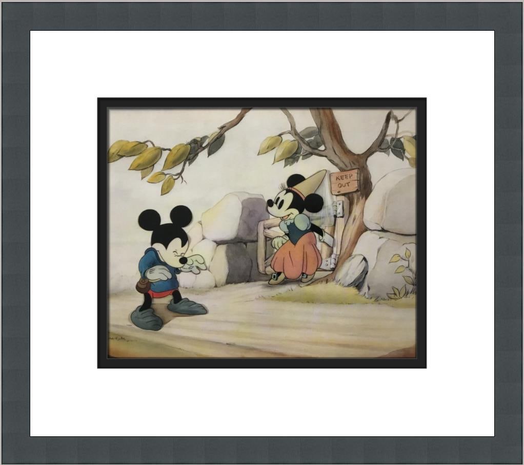 Walt Disney Mickey & Minnie Mouse Brave Little Tailor III Custom Framed Print: Walt Disney Mickey & Minnie Mouse Brave Little Tailor III Custom Framed Print Size: Medium Region Of Origin: united states Artist: Walt Disney Production Technique: Lithography Framing: Matted & Frame