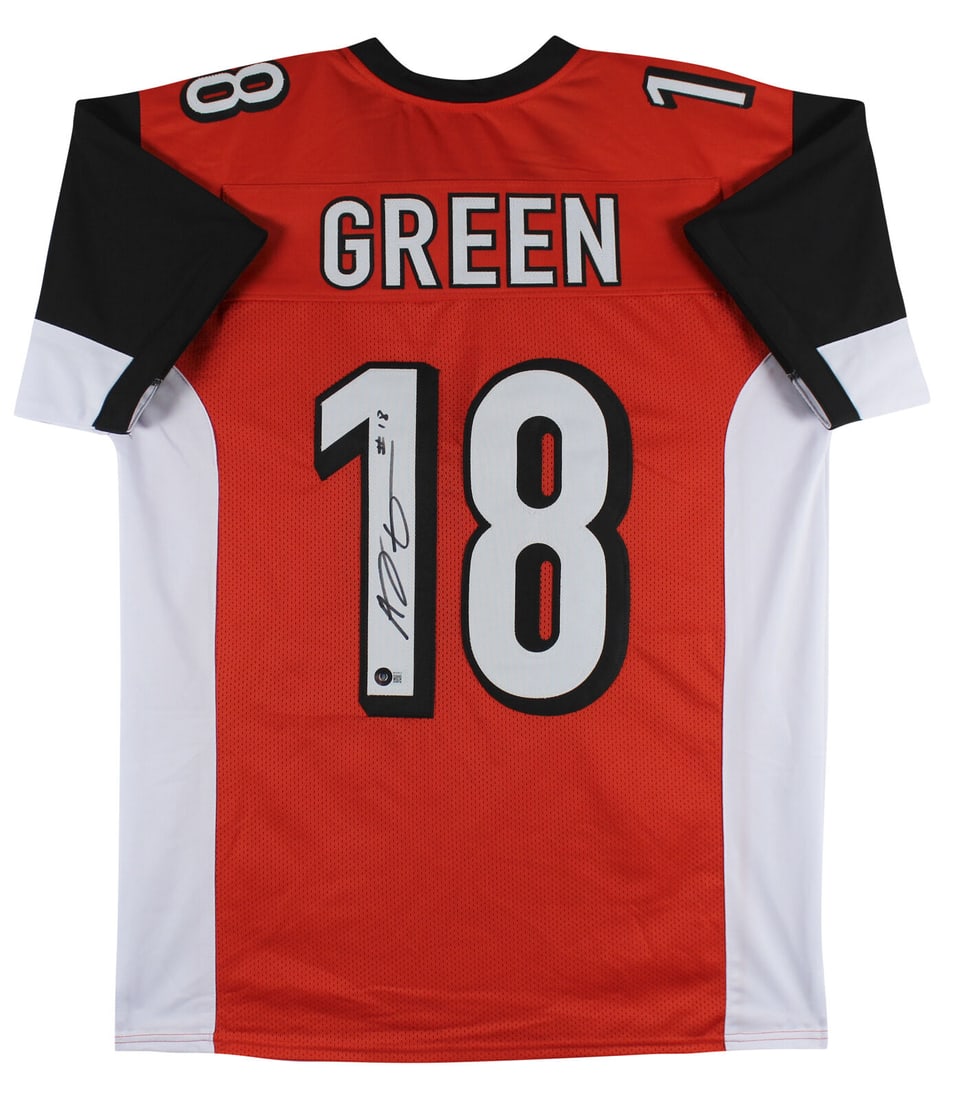 A.J. Green Signed Orange Pro Style Jersey Autographed BAS Witnessed: A.J. Green Signed Orange Pro Style Jersey Autographed BAS Witnessed Sport: Football Product: Jersey Original/Reprint: Original Player: A.J. Green Team: Cincinnati Bengals Autograph Authentication: Bec