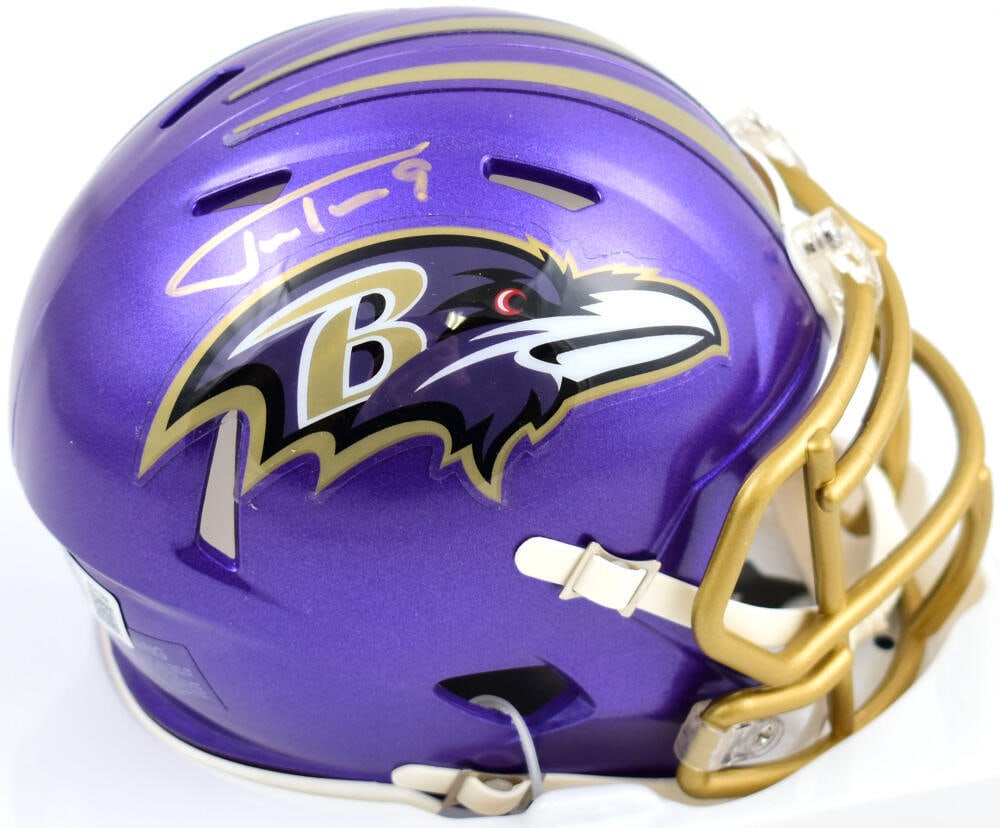Justin Tucker Signed Baltimore Ravens Flash Speed Mini Helmet- Beckett W Holo: Justin Tucker Signed Baltimore Ravens Flash Speed Mini Helmet- Beckett W Holo Sport: Football-NFL Product: Helmet Original/Reprint: Original Player: Justin Tucker Team: Baltimore Ravens Autograph Auth