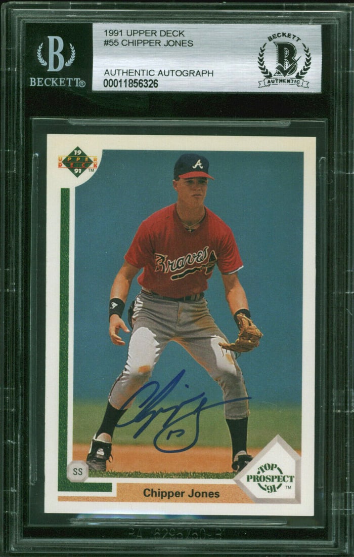 Braves Chipper Jones Signed 1991 Upper Deck #55 RC Card BAS Slabbed: Braves Chipper Jones Signed 1991 Upper Deck #55 RC Card BAS Slabbed Sport: Baseball-MLB Product: Box Box & Case Breaks Case Coin etopps (In-hand) Lot Pack Original/Reprint: Original Player: Chipper Jo