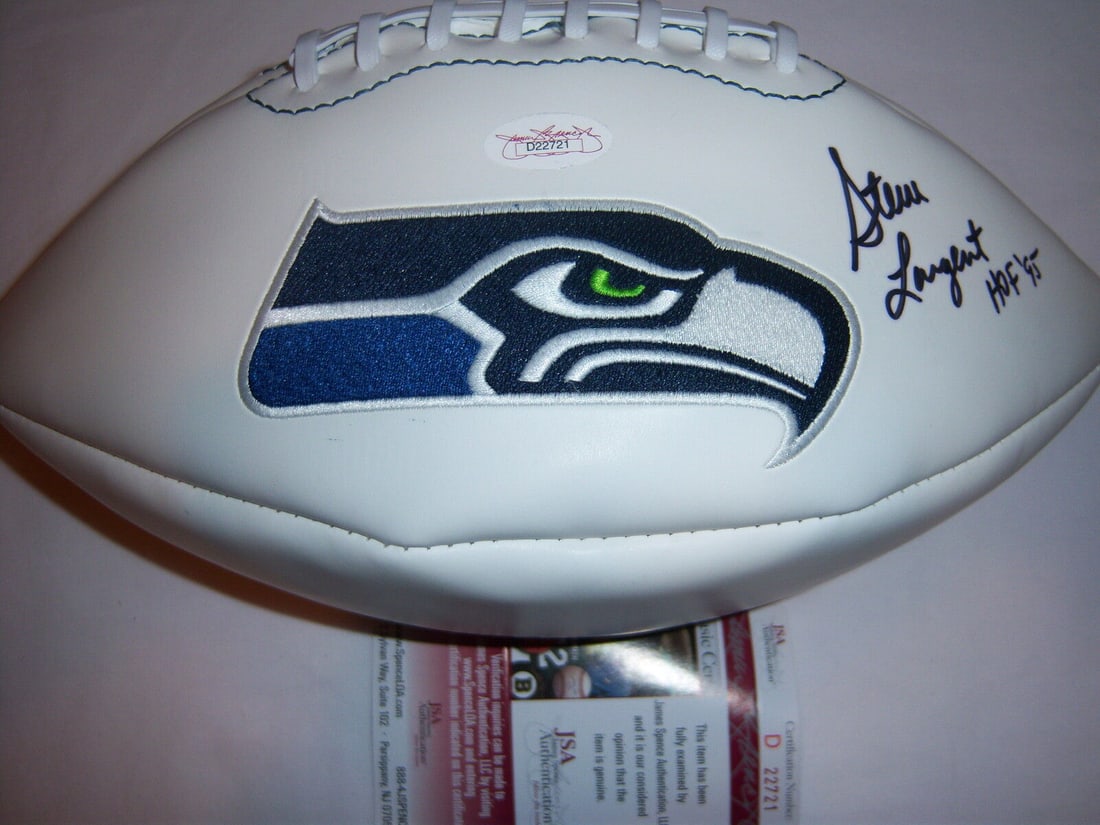 STEVE LARGENT SEAHAWKS HOF JSA/COA SIGNED FOOTBALL: STEVE LARGENT SEAHAWKS HOF JSA/COA SIGNED FOOTBALL Team-College-Ncaa: Notre Dame Original/Reprint: Original Product Type: Football Autograph Type: Sports: Originals Sport: Football-NFL Team-Nfl: Pitts
