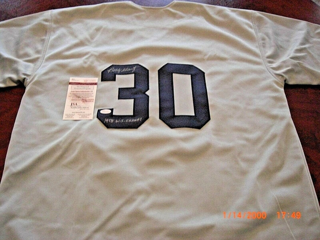 BOBBY SHANTZ NEW YORK YANKEES 1958 WS MVP JSA/COA SIGNED JERSEY: BOBBY SHANTZ NEW YORK YANKEES 1958 WS MVP JSA/COA SIGNED JERSEY Product: Jersey Sport: Baseball-MLB Original/Reprint: Original Pre-Owned While the lot images are representative of the item, the size, 