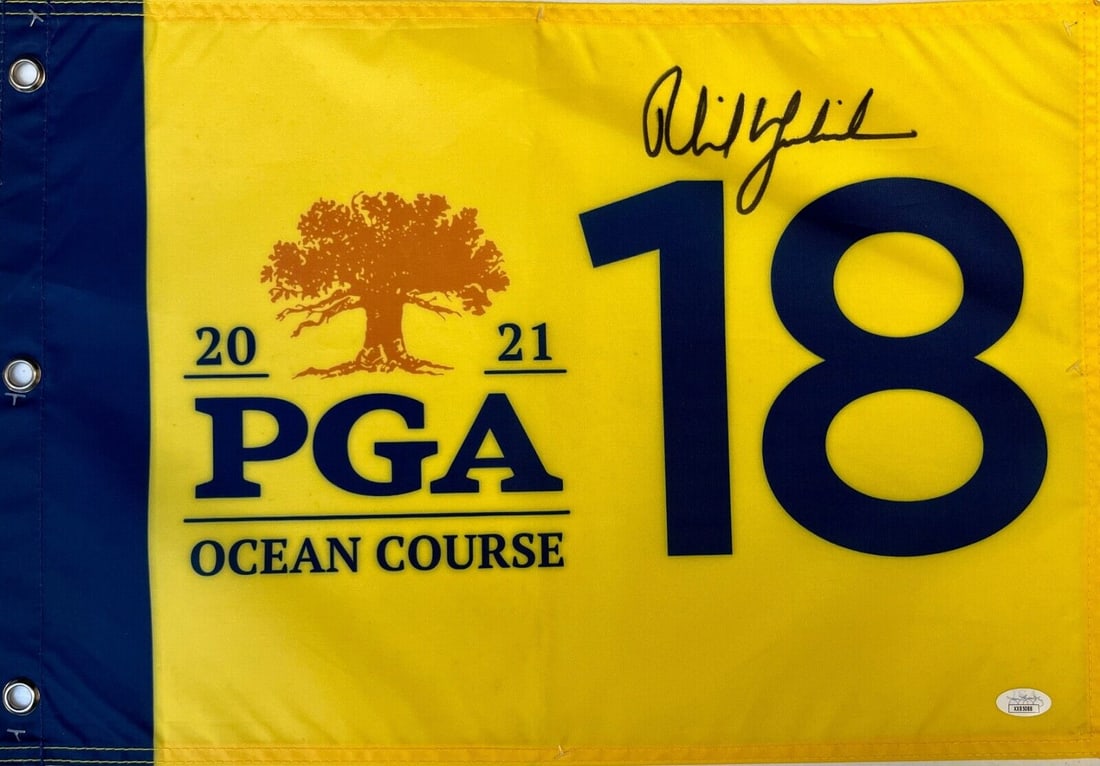 Phil Mickelson signed 2021 PGA Ocean Course-Kiawah: Phil Mickelson signed 2021 PGA Ocean Course-Kiawah Sport: Golf-PGA Player: Phil Mickelson Signed: Yes Original/Reprint: Original Autograph Authentication: James Spence Authentication (JSA) Product: Fl