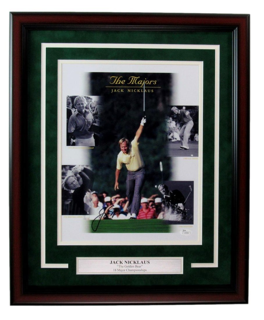 Jack Nicklaus Autographed 11x14 Photo Framed JSA 180972: Jack Nicklaus Autographed 11x14 Photo Framed JSA 180972 Sport: Golf-PGA Product: Photo Original/Reprint: Original Autograph Authentication: JSA League: PGA Pre-Owned While the lot images are represent