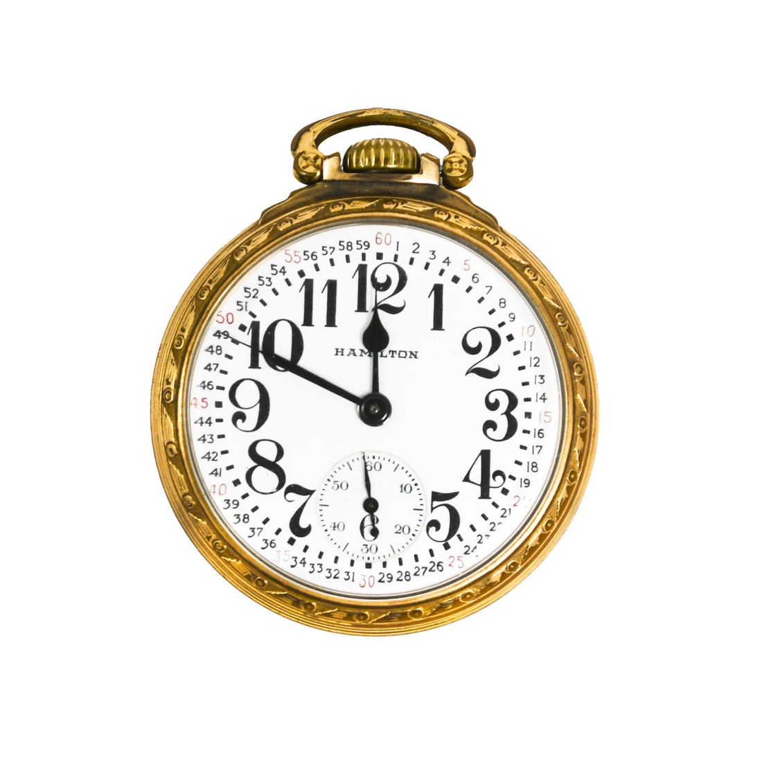 1943-A 16 size Open Face Railroad Pocket Watch Hamilton 21 Jewels Gold 10K: 1943-A 16 size Open Face Railroad Pocket Watch Hamilton 21 Jewels Gold 10K Closure: Open Face Escapement Type: Lever Material: Gold Plated Brand: Hamilton Movement: Mechanical (Hand-winding) Features: