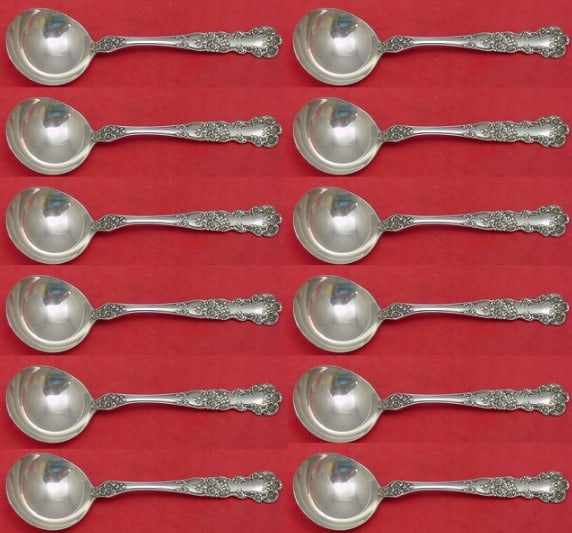 Buttercup by Gorham Sterling Silver Bouillon Soup Spoon 5 1/4" Set of 12: Buttercup by Gorham Sterling Silver Bouillon Soup Spoon 5 1/4" Set of 12 Pattern: Buttercup Composition: Sterling Silver Type: Spoon Age: Post-1940 Buttercup by gorhamset of 12 sterling silver bouillo
