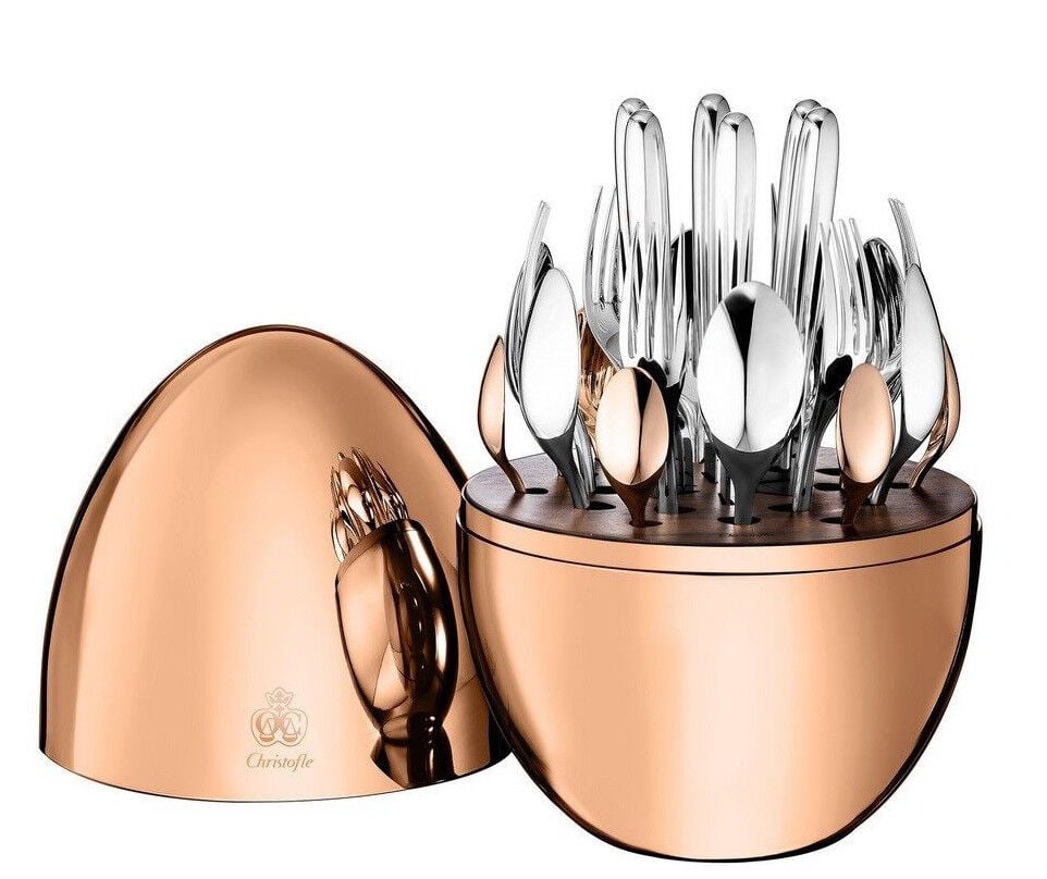 MOOD Christofle France 24 pc Silver Plated Flatware Set Egg Pink Rose Gold New: MOOD Christofle France 24 pc Silver Plated Flatware Set Egg Pink Rose Gold New Composition: Silverplate Style: Modern Age: Post-1940 Pattern: Mood Type: Flatware - Sets Mood by christofle 24-piece fla