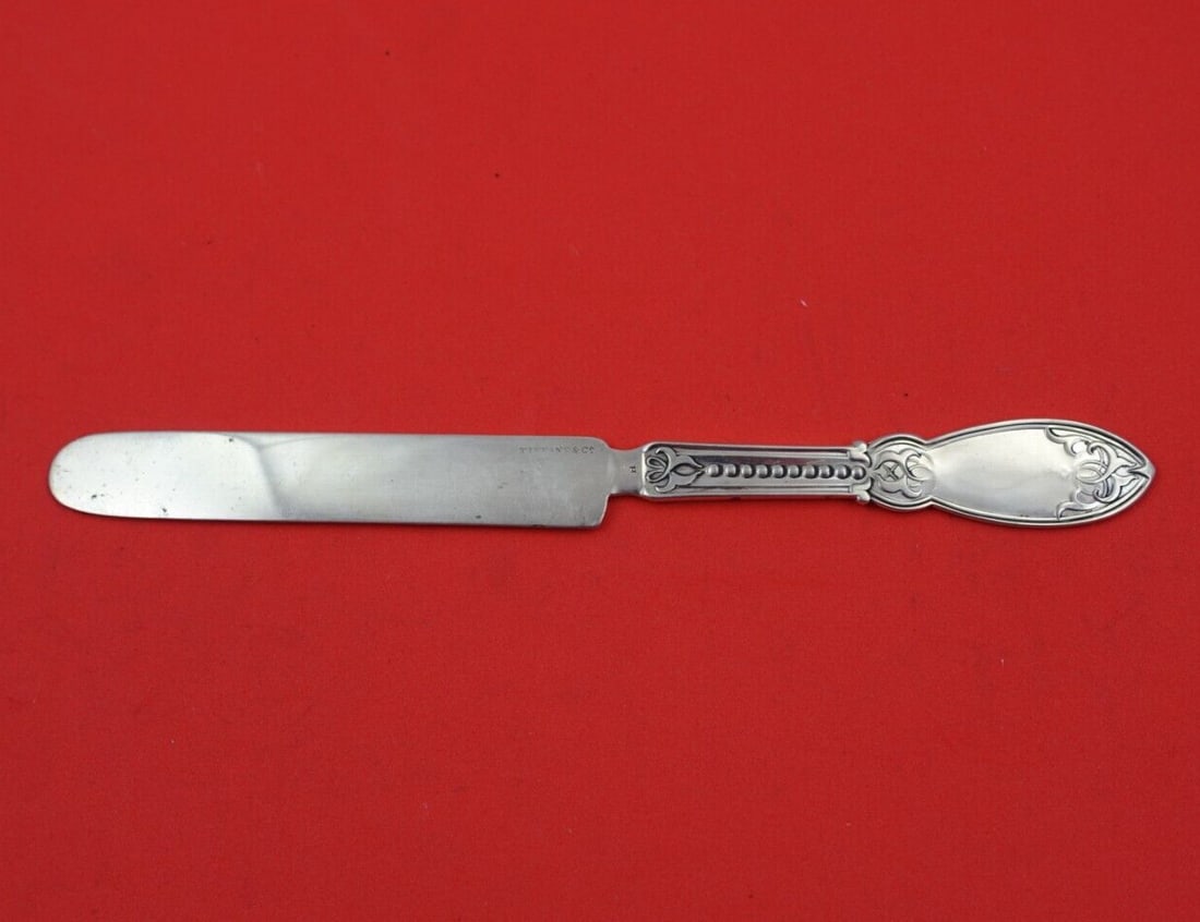 John Polhamus / Shiebler Sterling Silver Dessert Knife 7 1/8" Silverware: John Polhamus / Shiebler Sterling Silver Dessert Knife 7 1/8" Silverware Pattern: Oriental Composition: Sterling Silver Type: Knife Maker: Shiebler Oriental by john polhamus / shieblersterling silver