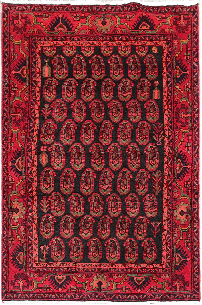 5 x 7 Red Persian Hamadan Rug: 5 x 7 Red Persian Hamadan Rug Free continental US Shipping Size in Feet: Width: 4.7 x Length: 7.1 Size in Inches: Width: 55 in x Length: 85 in Rug Type: Area Rug Colors: Red Weave: Hand-knotted Patter