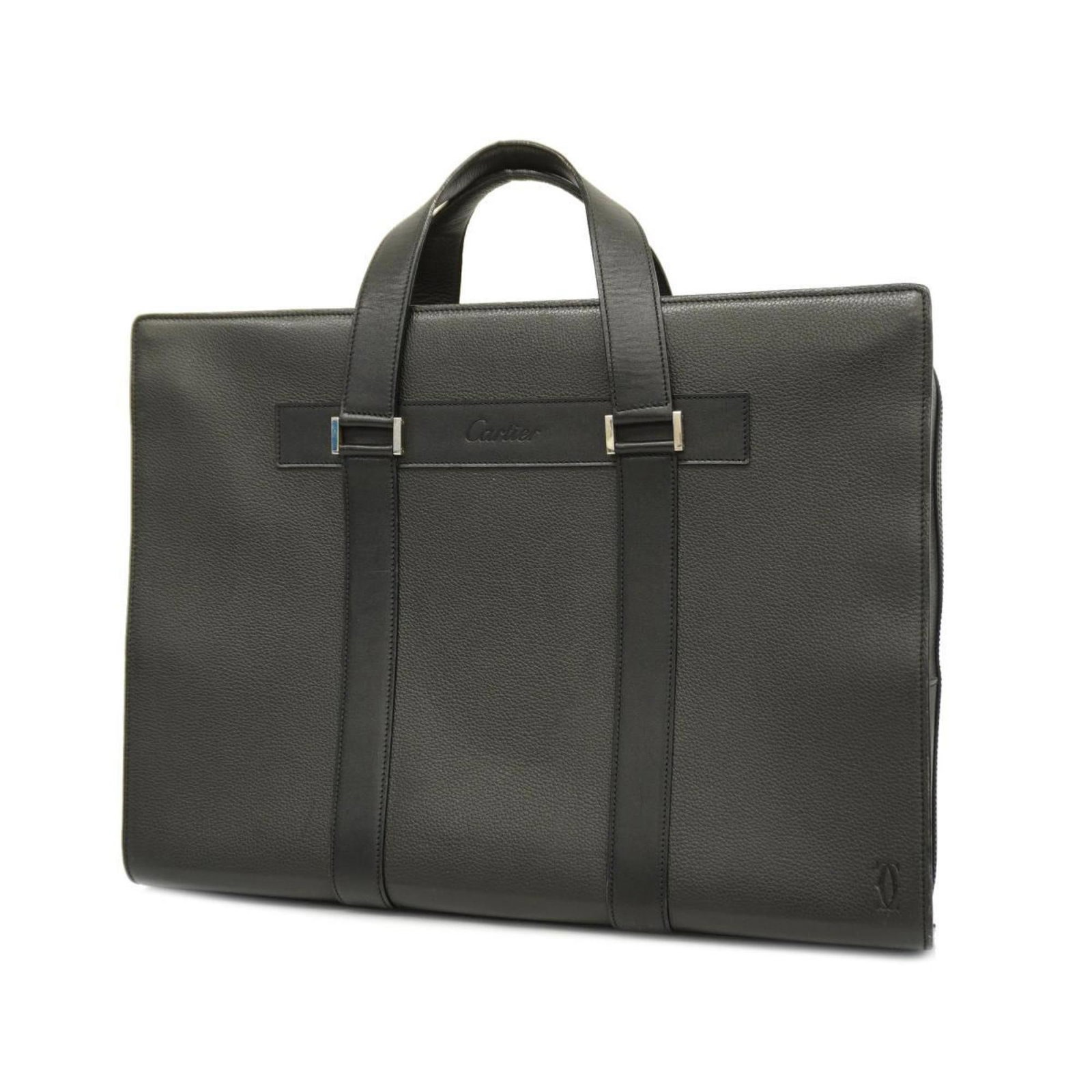 Cartier business bag leather black silver hardware men's: Cartier business bag leather black silver hardware men's Brand: Cartier Type: Briefcase Material: Leather Leather: Color: Black Hardware Color: Silver Closure: Zipper Gender: Men Size (HxWxD): 32cm x 