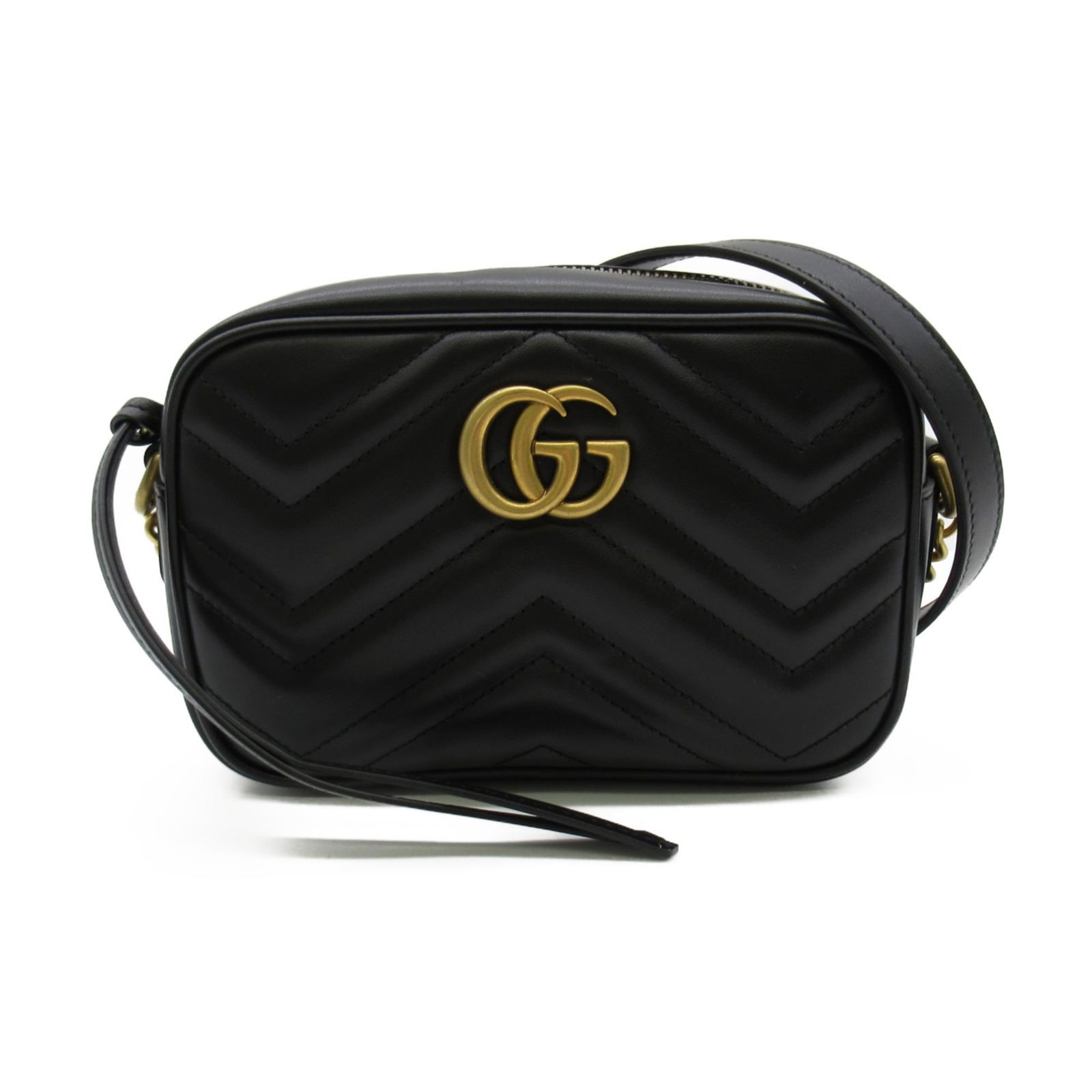 GUCCI Shoulder Bag Black leather 448065: GUCCI Shoulder Bag Black leather 448065 Brand: Gucci Country of Origin: Italy Type: Shoulder bag Material: Leather Color: Black Gender: Women Size: H:11.5cm x W:18cm x D:6cm(H:4.5 x W:7.1 x D:2.4)Stra