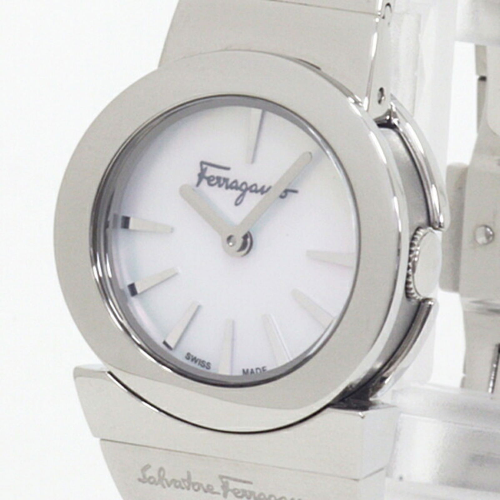 Salvatore Ferragamo Ladies Watch Gancini Soiree Quartz Battery Replacement Finished: Salvatore Ferragamo Ladies Watch Gancini Soiree Quartz Battery Replacement Finished Brand: Salvatore Ferragamo Type: Wristwatch Gender: Women Material (Case): Stainless steel Material (Band): Stainles