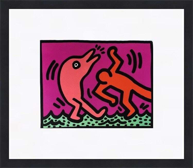 Keith Haring Print "Untitled 1989" Custom Framed: Keith Haring Print "Untitled 1989" Custom Framed Features: Framed Matted Region Of Origin: united states Item Width: 14 Title: Untitled 1989 Production Technique: Lithography Listed By: Dealer or Rese