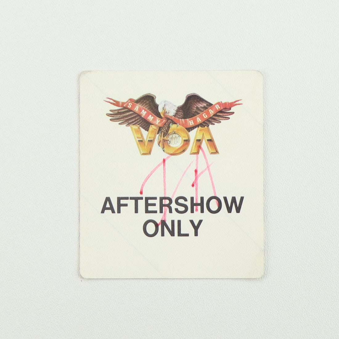 1984 Sammy Hagar VOA Tour Aftershow Only Backstage Pass: 1984 Sammy Hagar VOA Tour Aftershow Only Backstage Pass Original 1984 Sammy Hagar VOA Tour Aftershow Only Backstage Pass . This is a true vintage pass, not a modern reproduction. Pass is in excellent 