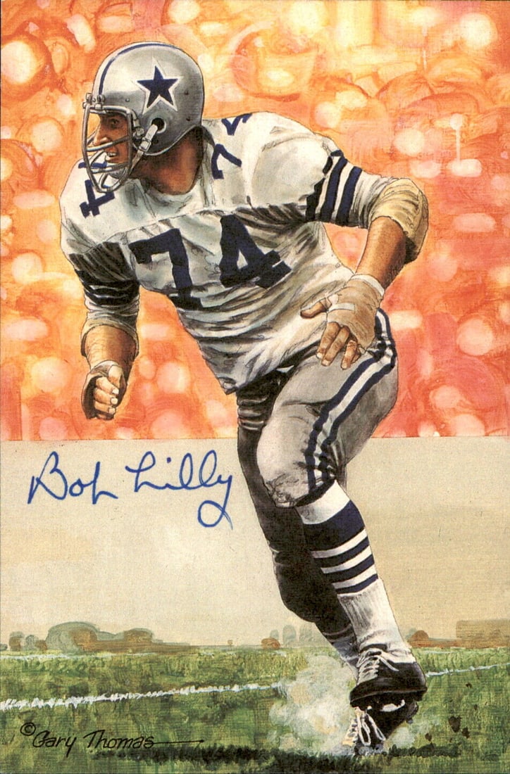 Bob Lilly HOF Autographed Goal Line Art GLAC Postcard Dallas Cowboys JSA: Bob Lilly HOF Autographed Goal Line Art GLAC Postcard Dallas Cowboys JSA Sport: Football Product: Postcard Original/Reprint: Original Autograph Authentication: Seller Team: Dallas Cowboys League: NFL 