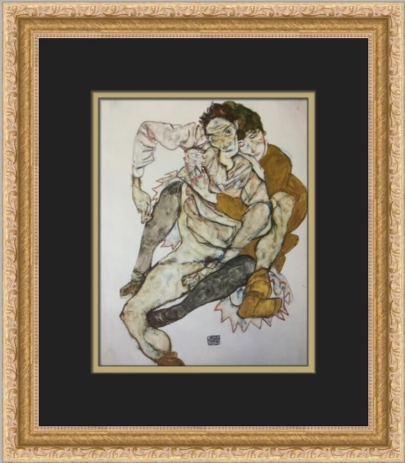 Egon Schiele Seated Couple Custom Framed Print: Egon Schiele Seated Couple Custom Framed Print Unit Of Sale: Single-Piece Work Artist: Egon Schiele Size: Medium (up to 36in.) Item Length: 13 in Region Of Origin: United States Framing: Matted & Fram