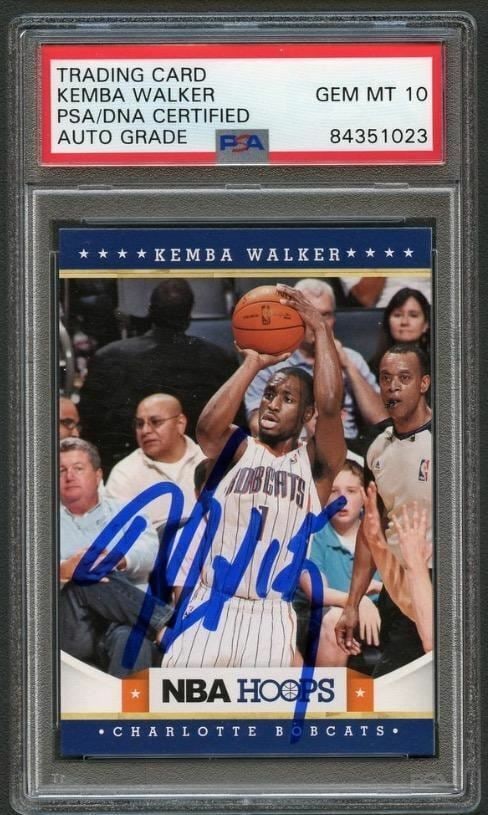2012-13 NBA Hoops #230 Kemba Walker Signed Card AUTO Grade 10 PSA Slabbed Bobcat: 2012-13 NBA Hoops #230 Kemba Walker Signed Card AUTO Grade 10 PSA Slabbed Bobcat Sport: Basketball Pre-Owned While the lot images are representative of the item, the size, placement and strength of th