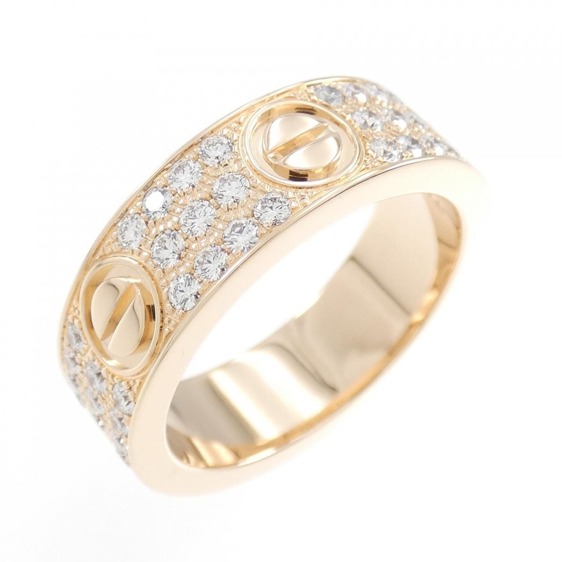 Cartier Love Ring: Cartier Love Ring Brand: Cartier Style: Ring Material: 750 Pink Gold "Gender: Ladies" Size: 7-7.5 (US size) (54) Accessories: No accessories Main Stone: Diamond Weight: approx. 9.9g Actualsize: Max W: