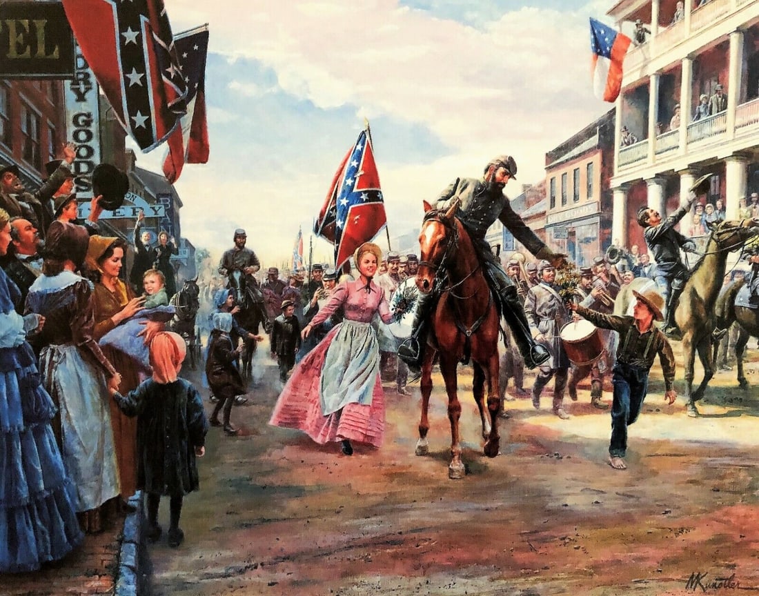 Mort Kunstler Civil War Print - Jackson Enters Winchester Custom Framed: Mort Kunstler Civil War Print - Jackson Enters Winchester Custom Framed Artist: Mort Kunstler Mort Kunstler Unit Of Sale: Single-Piece Work Size: Medium (up to 36in.) Item Length: 20 in Region Of Orig