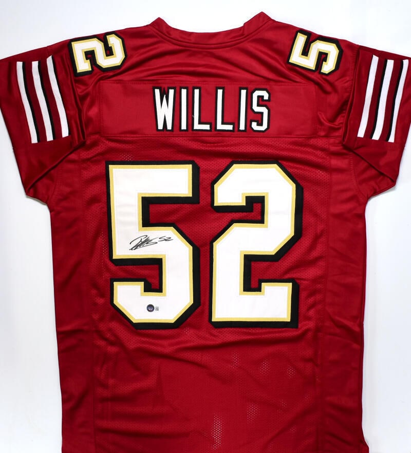 Patrick Willis Autographed Red Gold Pro Style Jersey- Beckett W Hologram *Black: Patrick Willis Autographed Red Gold Pro Style Jersey- Beckett W Hologram *BlackSport: FootballProduct: JerseyOriginal/Reprint: OriginalPlayer: Patrick WillisTeam: San Francisco 49ersAutograph Authenti