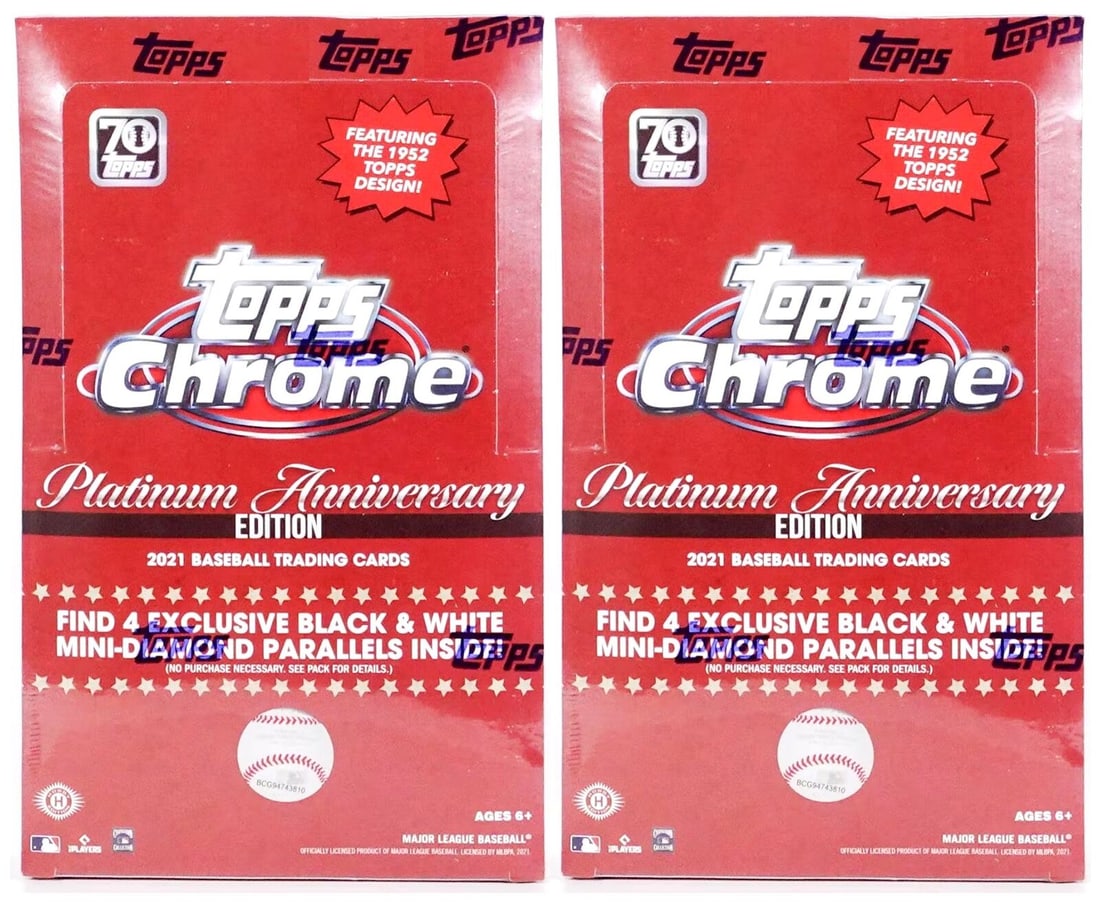 2X 2021 Topps Chrome Platinum Anniversary LITE Factory Sealed Hobby Box: 2X 2021 Topps Chrome Platinum Anniversary LITE Factory Sealed Hobby Box Manufacturer: Topps Finest Commemorative Year Manufactured: 1996 Sport: Baseball League: MLB Team: New York Yankees Player: Mick
