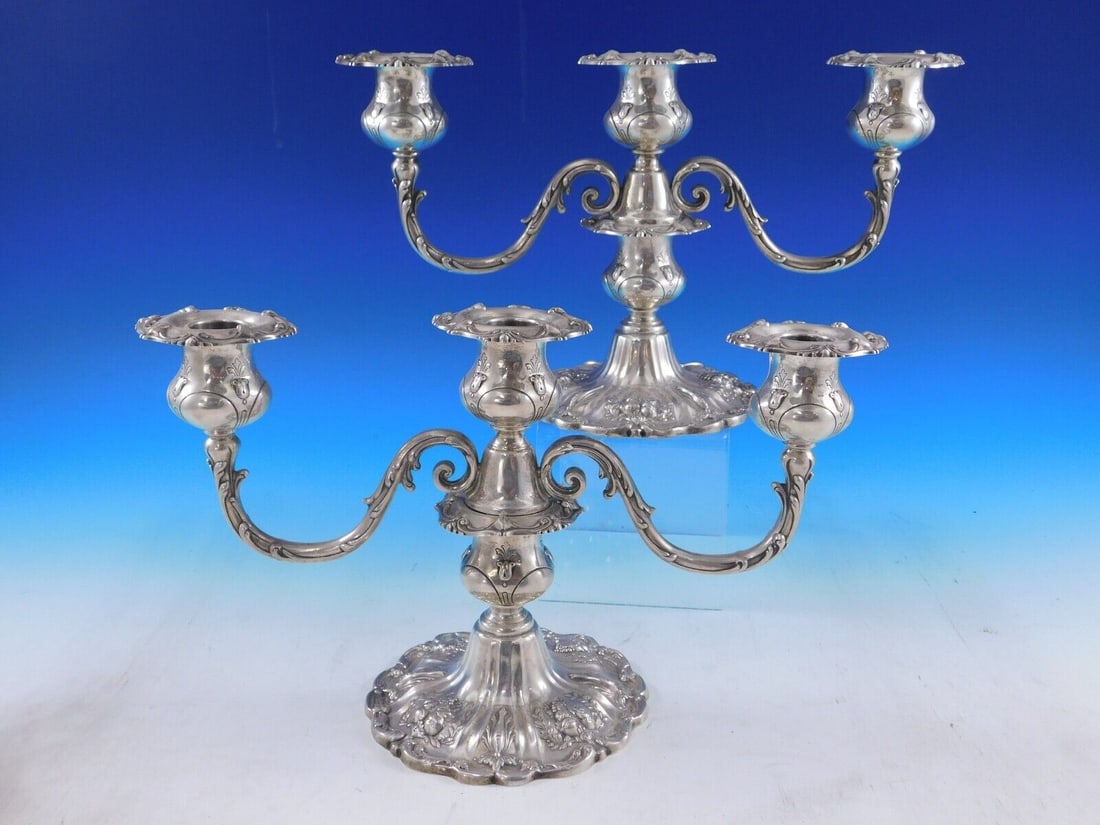 Francis I by Reed & Barton Sterling Silver Candelabra pair 3-light Short X569: Francis I by Reed & Barton Sterling Silver Candelabra pair 3-light Short X569 Francis i by reed and bartonstunning francis i by reed and barton sterling silver pair of short 3-light candelabras marked