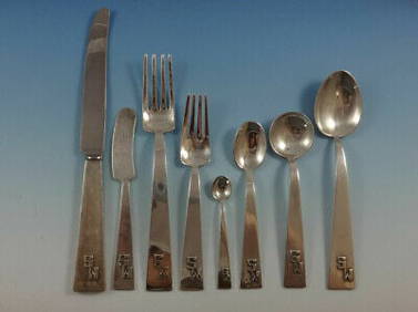 Blok by Maria Regnier Sterling Silver Flatware Set 12 Service Mid Century Modern (1 of 7)