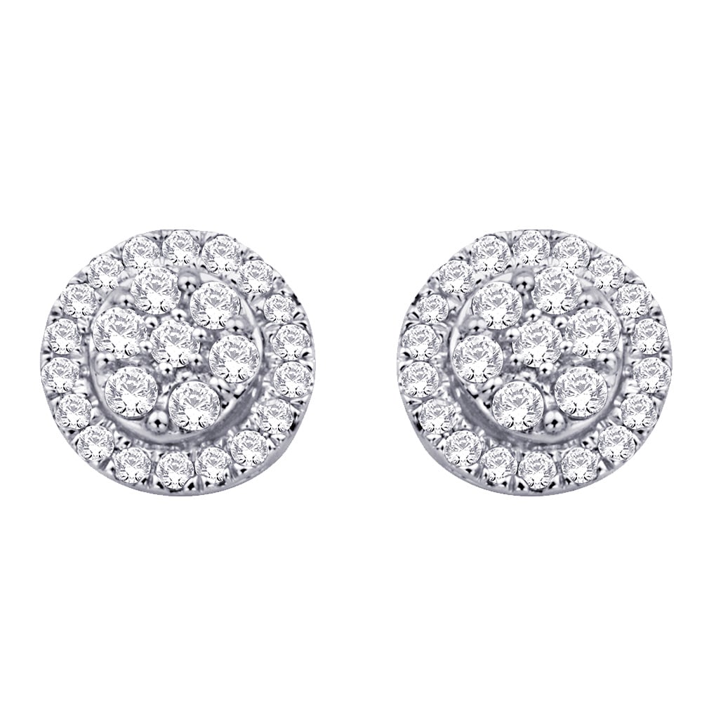 10K White Gold 1/4 Ct.Tw.Diamond Flower Stud Earrings: 10K White Gold 1/4 Ct.Tw.Diamond Flower Stud Earrings These Alluring Stud Earrings Are Made From 10K White Gold And Bejeweled With Round Diamonds Weighing Approximately 1/4 Ct. Tw. Bold And Stunning&c