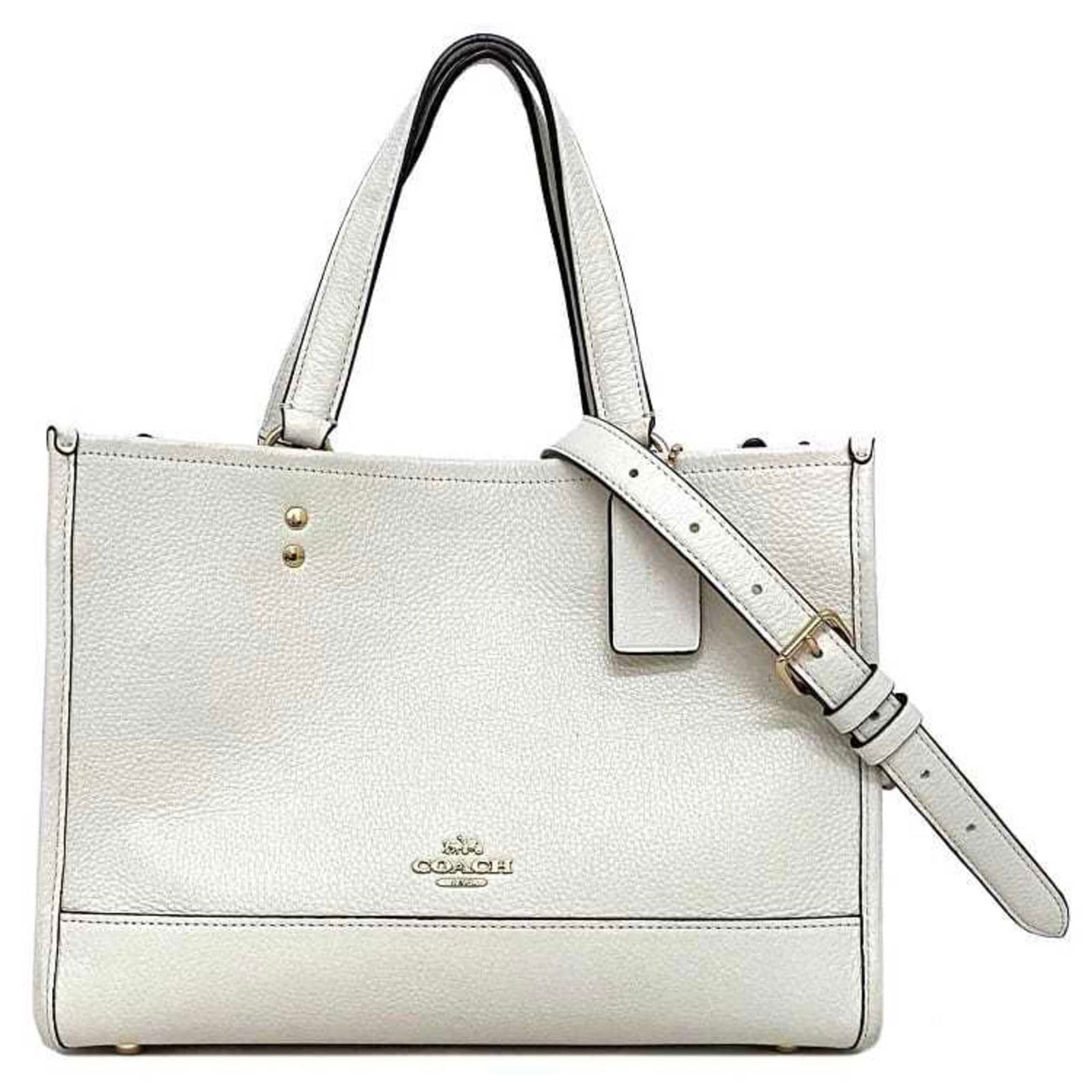 Coach 2way bag white gold 1959 tote shoulder handbag leather COACH ladies: Coach 2way bag white gold 1959 tote shoulder handbag leather COACH ladies Brand: Coach Model: 1959 Type: Handbag Shoulder bag Tote bag Material: Leather Leather: Color: White Hardware Color: Gold Gend