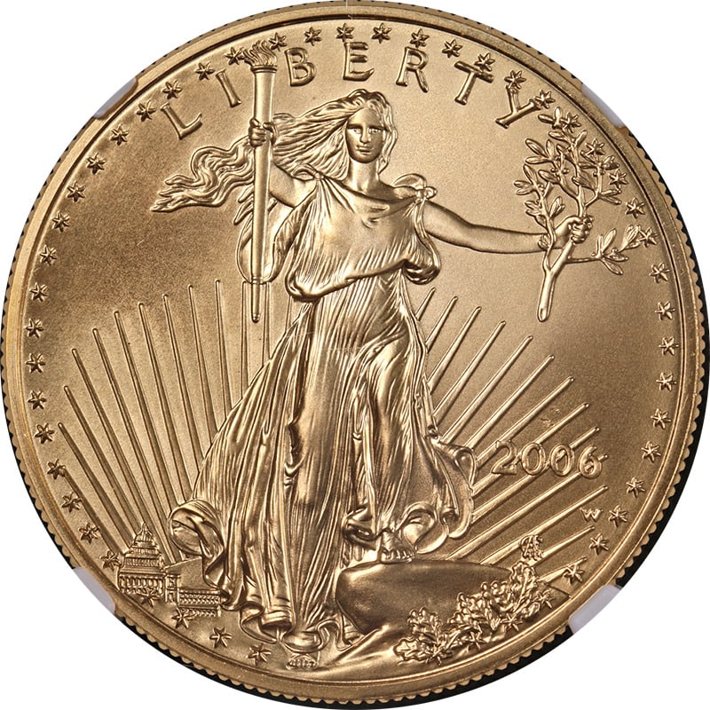 2006-W Gold American Eagle $50 NGC MS69 Burnished Early Releases Blue STOCK: 2006-W Gold American Eagle $50 NGC MS69 Burnished Early Releases Blue STOCK Certification: NGC Grade: MS69 Certification Number: 4713581-002 Composition: Gold Year: 2006 Fineness: 0.9167 Pre-Owned The