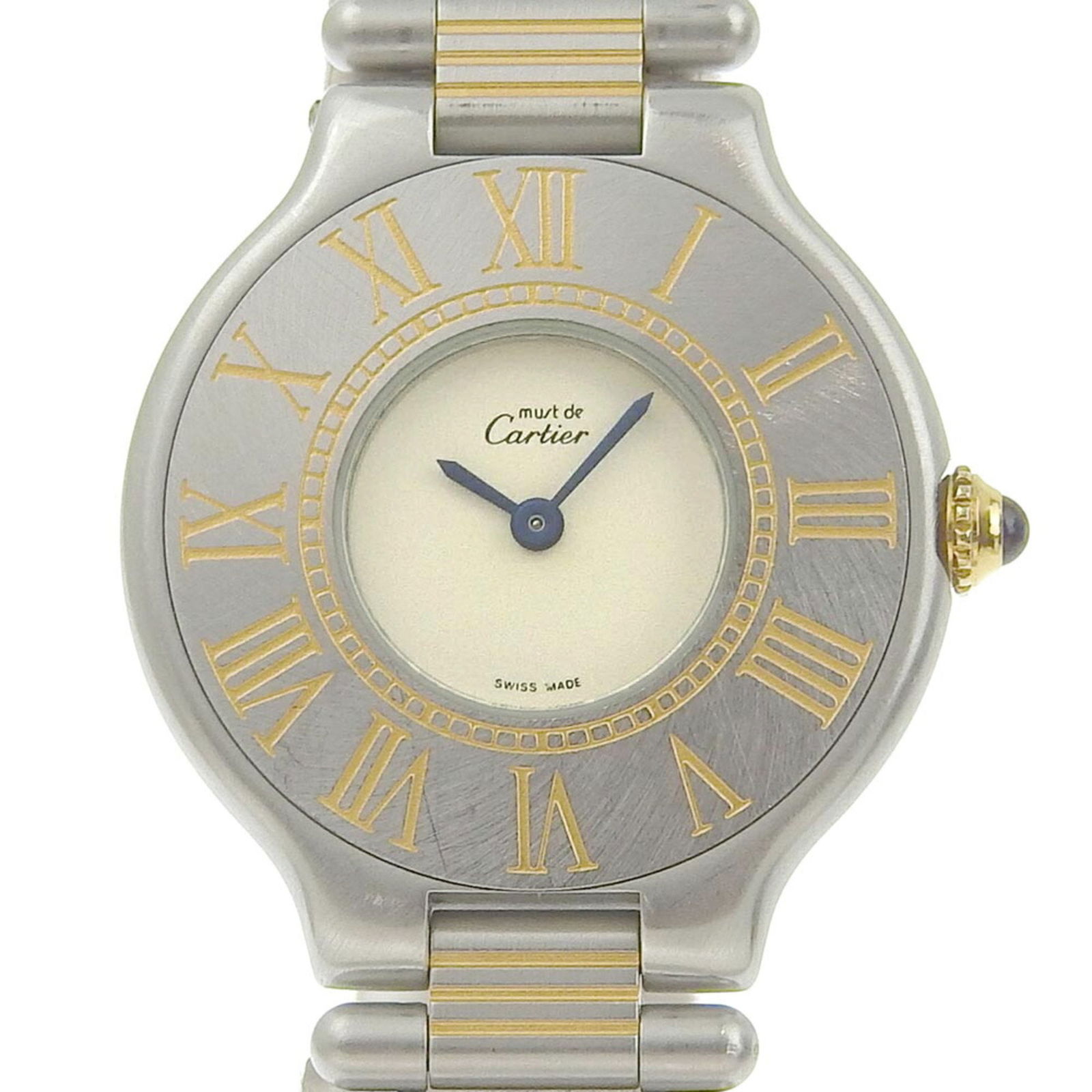 Cartier CARTIER Must21 Watch Stainless Steel Swiss Made Silver/Gold Quartz Analog Display Ivory Dial: Cartier CARTIER Must21 Watch Stainless Steel Swiss Made Silver/Gold Quartz Analog Display Ivory Dial Women's Brand: Cartier Line: Must 21 Country of Origin: Switzerland Type: Wristwatch Gender: Women