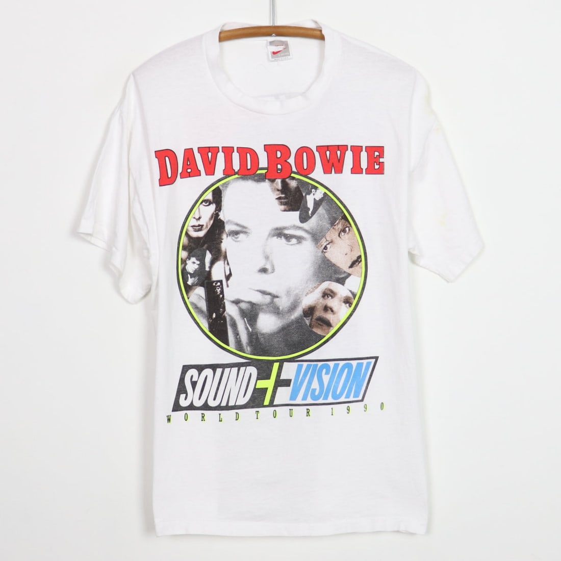 1990 David Bowie Sound + Vision Tour Nike Shirt: 1990 David Bowie Sound + Vision Tour Nike Shirt Original 1990 David Bowie Sound + Vision Tour Nike Shirt. This is a true vintage shirt, not a modern reproduction. Sizes vary so please use measurements