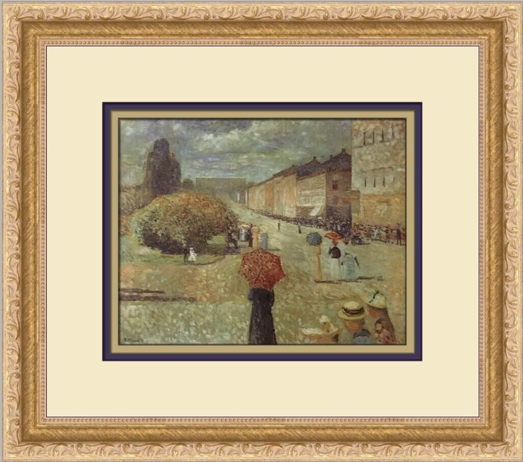 Edvard Munch Spring on Karl Johan Custom Framed Print: Edvard Munch Spring on Karl Johan Custom Framed Print Type: Print Artist: Edvard Munch Theme: Art Subject: Spring on Karl Johan Production Technique: Lithography Original/Licensed Reprint: Open Editio