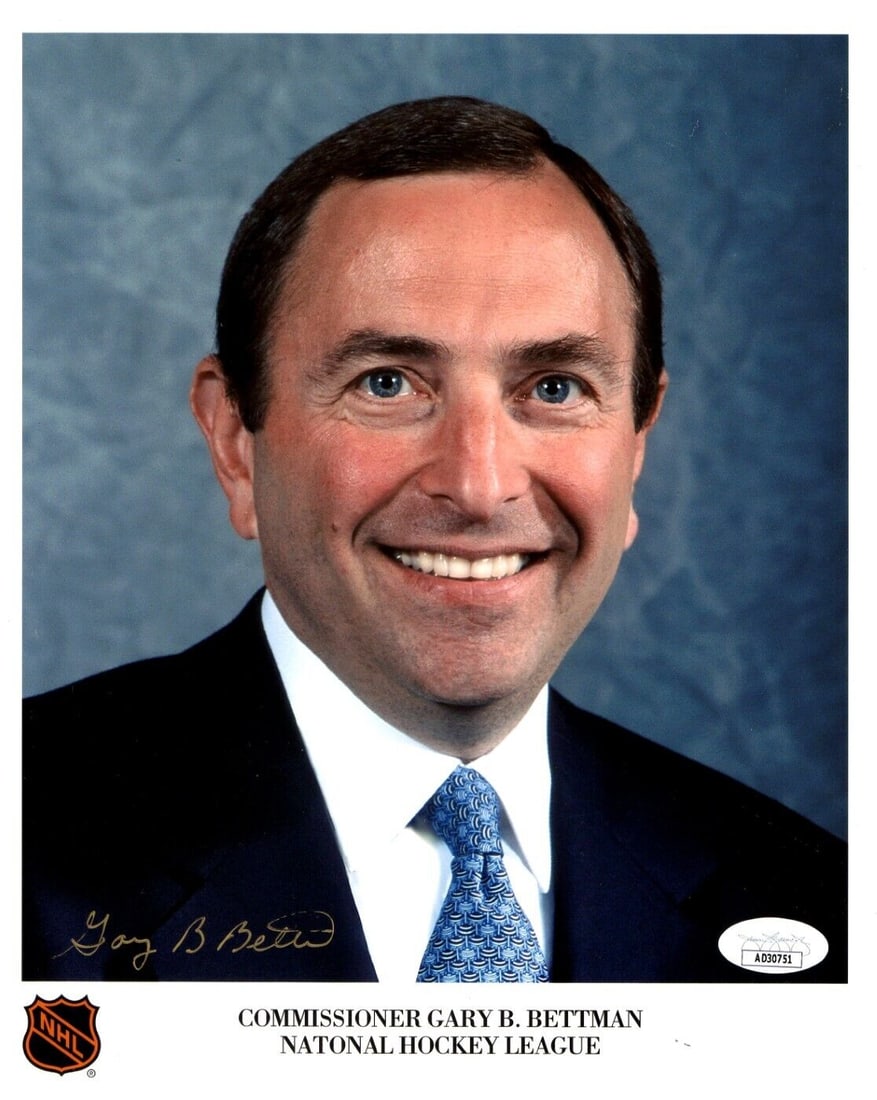 Gary Bettman Signed Autographed 8X10 Photo NHL Commissioner JSA AD30751: Gary Bettman Signed Autographed 8X10 Photo NHL Commissioner JSA AD30751 Sport: Hockey Product: Photo Original/Reprint: Original Player: Gary Bettman Autograph Authentication: James Spence (JSA) Pre-Ow