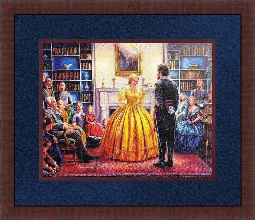 Mort Kunstler Civil War Print Blessing of the Sword Mini Print Custom Framed: Mort Kunstler Civil War Print Blessing of the Sword Mini Print Custom Framed Artist: Mort Kunstler Mort Kunstler Unit Of Sale: Single Piece Size: Medium Item Length: 12 in Region Of Origin: United Sta