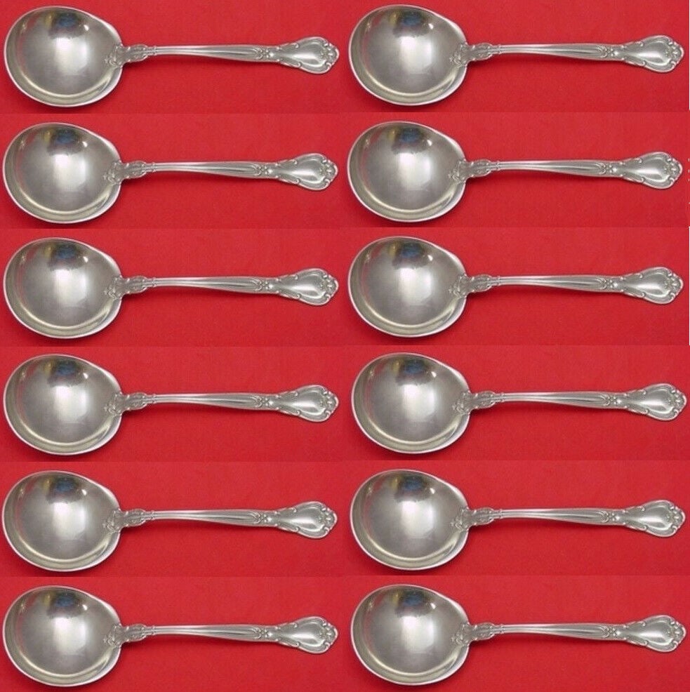 Chantilly by Gorham Sterling Silver Bouillon Soup Spoons 5" Set of 12: Chantilly by Gorham Sterling Silver Bouillon Soup Spoons 5" Set of 12 Chantilly by gorhamsterling silver set of 12 bouillon soup spoons 5" in the pattern chantilly by gorham. The gorham hallmarks vary