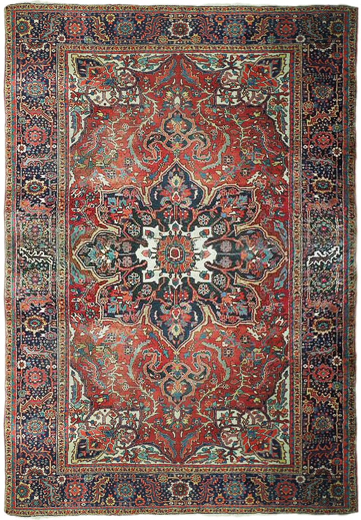 9 x 12 Red Semi-Antique Persian Heriz Rug: 9 x 12 Red Semi-Antique Persian Heriz Rug Free continental US Shipping Size in Feet: Width: 8.6 x Length: 11.6 Size in Inches: Width: 104 in x Length: 138 in Rug Type: Area Rug Colors: Red Weave: Hand