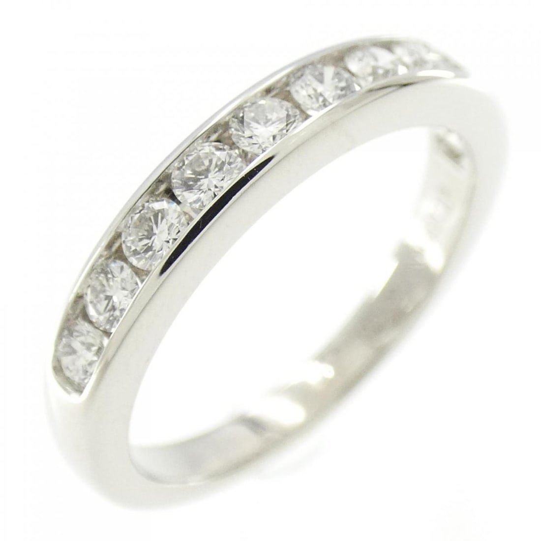 Tiffany & Co. half Circle channel setting Ring: Tiffany & Co. half Circle channel setting Ring Style: Ring Material: Platinum Gender: Ladies" Size: 5 (US size) Accessories: No accessories Main Stone: Diamond Weight: approx. 4.4g Actualsize: Max W: 