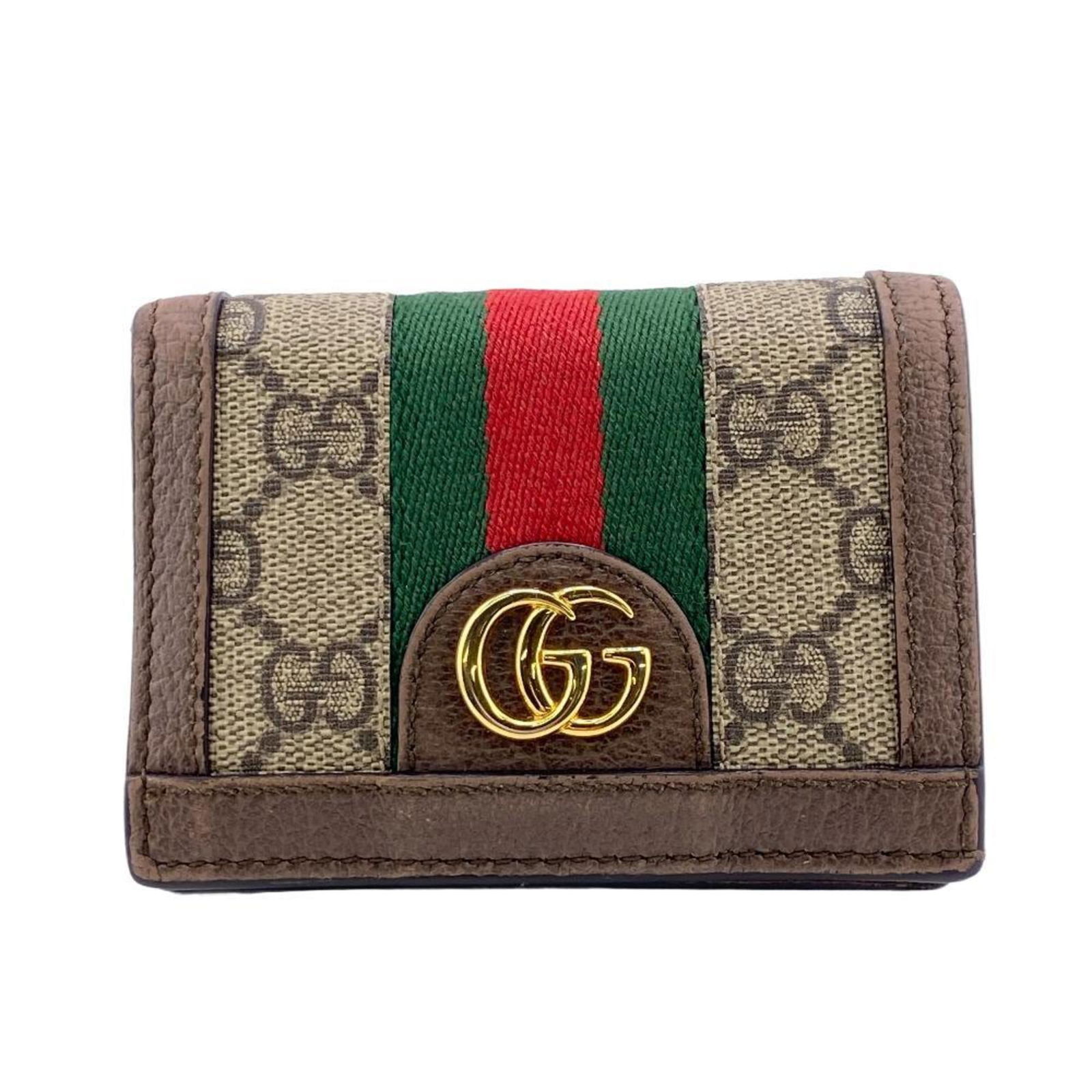 GUCCI 523155 GG Supreme Offdia Bifold Wallet Brown Women's: GUCCI 523155 GG Supreme Offdia Bifold Wallet Brown Women's Brand: Gucci Type: Wallet (bi-fold) Gender: Women Material: Leather Leather: Color: Brown Size (HxWxD): 8cm x 11cm / 3.14 x 4.33 Condition: U