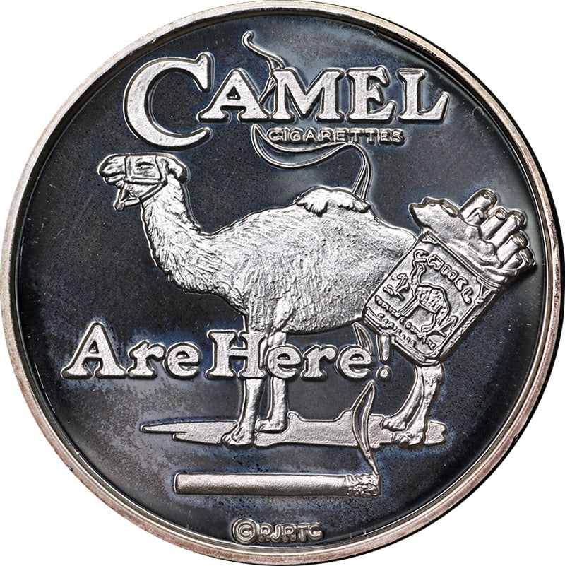 Camel Cigarettes Are Here! 1 Ounce Silver 3 Piece Lot - .999 Fine OGP COA: Camel Cigarettes Are Here! 1 Ounce Silver 3 Piece Lot - .999 Fine OGP COA Composition: Silver Year: None Fineness: 0.999 Pre-Owned The Mynt Guarantee: All items in this auction are guaranteed to be 10