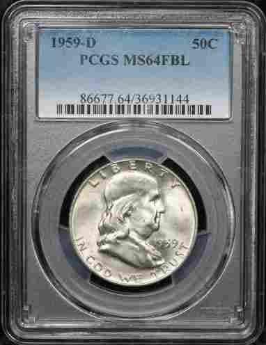 PCGS 1959-d Franklin Half Dollar 50c Graded ms64 fbl By PCGS: PCGS 1959-d Franklin Half Dollar 50c Graded ms64 fbl By PCGS The Mynt Guarantee: All items in this auction are guaranteed to be 100% authentic. At Your Service: At Mynt, our Customer Support Specialis