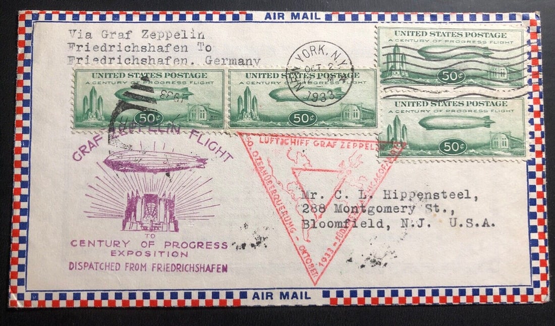 1933 New York USA Graf Zeppelin cover LZ 127 To German Century Of Progress: 1933 New York USA Graf Zeppelin cover LZ 127 To German Century Of Progress Topic: Aviation Quality: Used Place Of Origin: United States Grade: Ungraded Certification: Uncertified Pre-Owned The Mynt Gu
