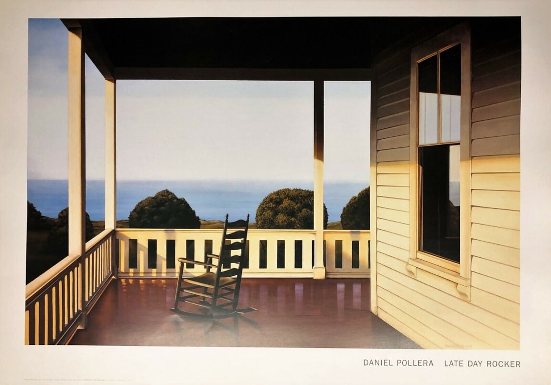 Daniel Pollera Title Late Day Rocker ART PRINT 24"x 34": Daniel Pollera Title Late Day Rocker ART PRINT 24"x 34" Features: none Region Of Origin: united states Item Width: 34 in Title: Late Day Rocker Production Technique: Lithography Item Length: 34 in Ite