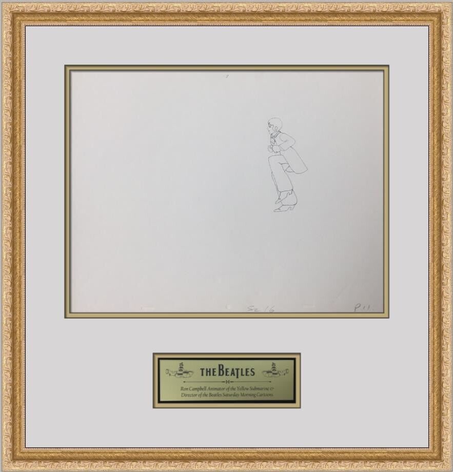 Original 1968 Beatles Paul McCartney P11 Original Animation Drawing Framed: Original 1968 Beatles Paul McCartney P11 Original Animation Drawing Framed Animation Studio: King Features Signed By: Ron Campbell Character: Paul McCartney Tradition: Western Animation Title: Yellow 