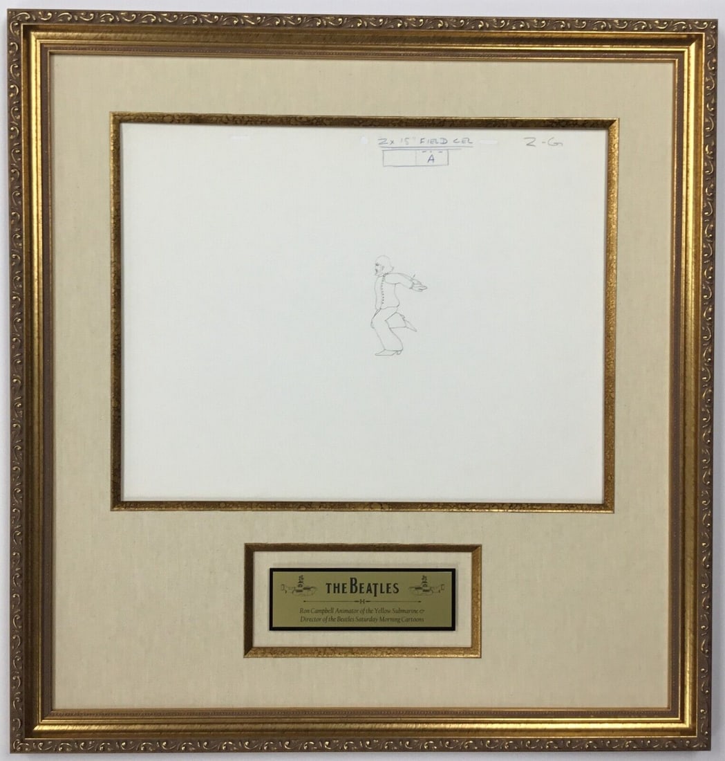 Original 1968 Beatles Yellow Submarine Production Drawing George 2G LOA: Original 1968 Beatles Yellow Submarine Production Drawing George 2G LOA Animation Studio: King Features Signed By: Ron Campbell Character: George Harrison Tradition: Western Animation Title: Yellow Su