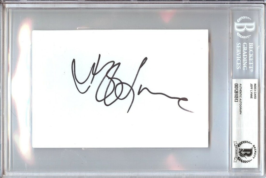 Jeff Lynne Signed Autographed 4X6 Index Card Electric Light Orchestra: Jeff Lynne Signed Autographed 4X6 Index Card Electric Light Orchestra Industry: Music Object Type: Card & Paper Original/Reproduction: Original Autograph Authentication: Beckett Player: Jeff Lynne Pre