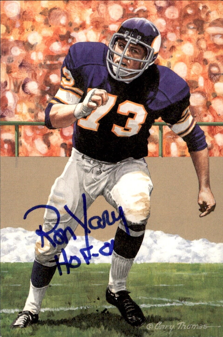 Ron Yary HOF Autographed/Inscribed Goal Line Art GLAC Postcard Vikings JSA: Ron Yary HOF Autographed/Inscribed Goal Line Art GLAC Postcard Vikings JSA Sport: Football Product: Postcard Original/Reprint: Original Autograph Authentication: Seller Team: Minnesota Vikings League: