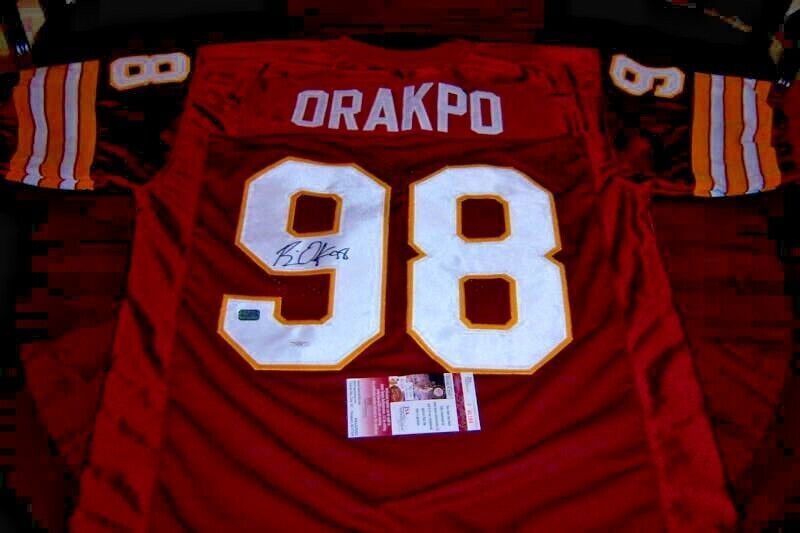 BRIAN ORAKPO WASHINGTON REDSKINS TEXAS JSA/COA SIGNED JERSEY: BRIAN ORAKPO WASHINGTON REDSKINS TEXAS JSA/COA SIGNED JERSEY Product: Jersey Sport: Football-NFL Original/Reprint: Original Pre-Owned The MYNT Guarantee: While the lot images are representative of the